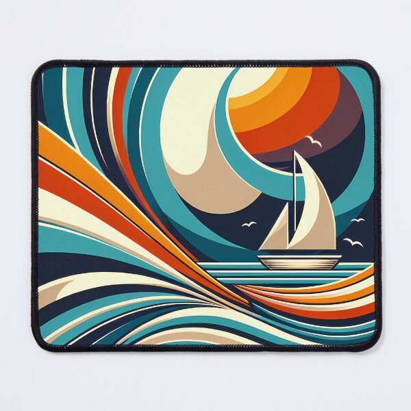 Item preview, Abstract Sailboat in Geometric Waves designed and sold by InkSmithery.