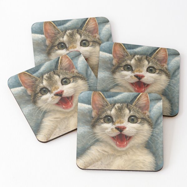 Item preview, Joyful kitten on a cozy blanket designed and sold by donchago.