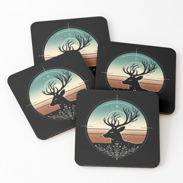 Item preview, Cosmic Deer – Sunset Geometry Emblem designed and sold by Dogandesighn.