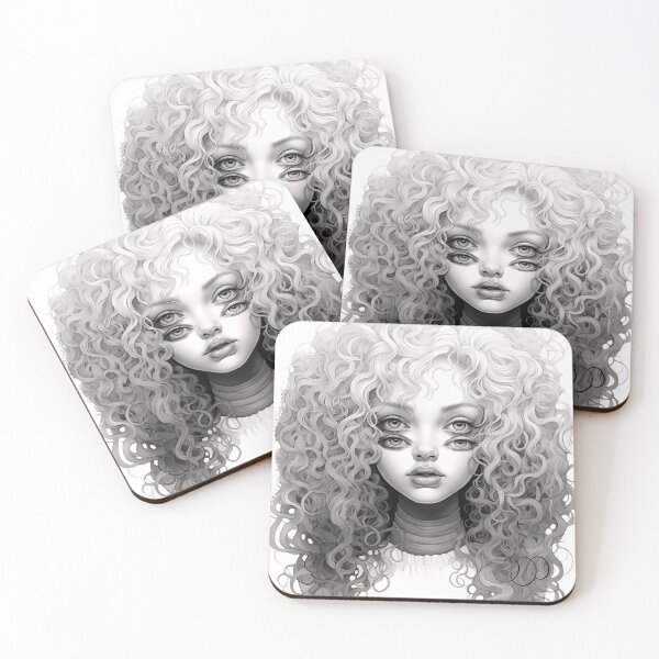 Item preview, Gothic witch girl head portrait with curly hair and four eyes designed and sold by YBsahadow.