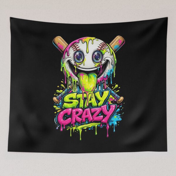 Item preview, Stay Crazy Mode Baseball Funny Ice Cream Drip Graffiti Style Graphics designed and sold by NuralsArt.