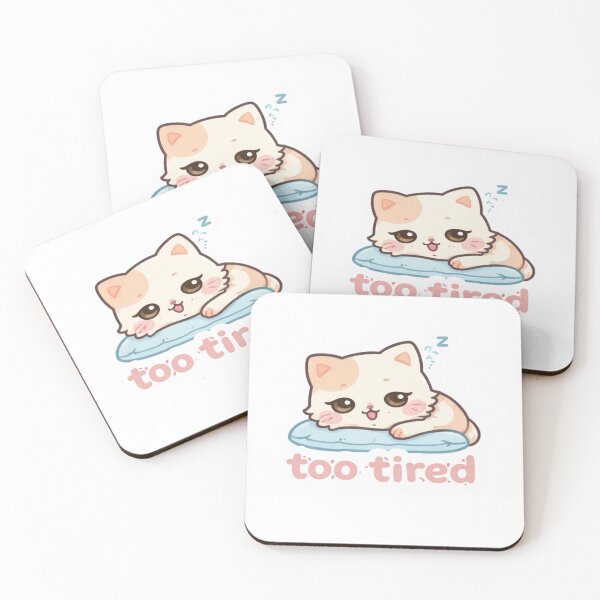 Item preview, Cute Sleepy Cat Sticker – Kawaii "Too Tired" Lazy Mood Design designed and sold by ZYNORAworld.