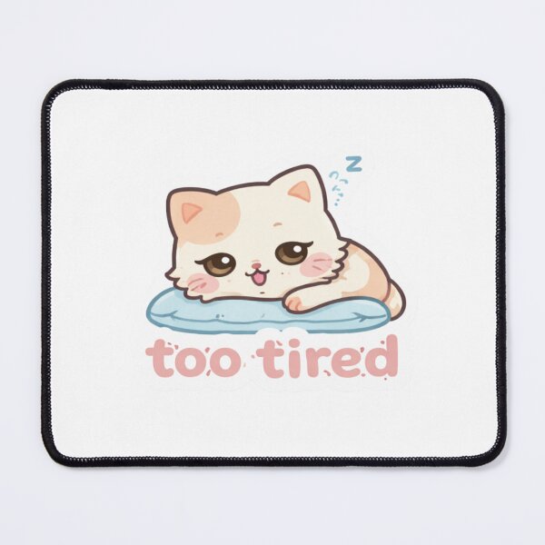 Item preview, Cute Sleepy Cat Sticker – Kawaii "Too Tired" Lazy Mood Design designed and sold by ZYNORAworld.