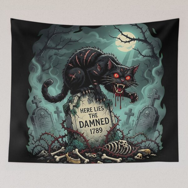 Item preview, Demonic Graveyard Black Cat Horror Scene designed and sold by Chaotic Cuties.