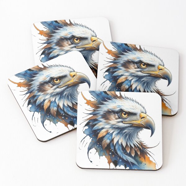 Item preview, Majestic Watercolor Eagle Art - Abstract Blue and Orange Bird Illustration designed and sold by asadstudio88.