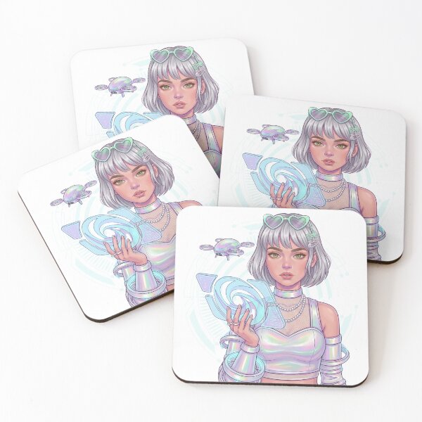 Item preview, Holographic Cyber Girl Sticker Futuristic Tech Aesthetic Y2K Sci-Fi Baddie Iridescent Space Girl Art designed and sold by Wander & Whim Designs.