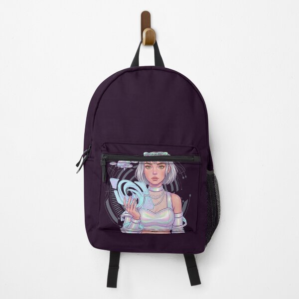 Item preview, Holographic Cyber Girl Sticker Futuristic Tech Aesthetic Y2K Sci-Fi Baddie Iridescent Space Girl Art designed and sold by Wander & Whim Designs.