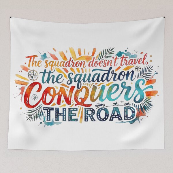 Item preview, The Squadron Conquers the Road - Watercolor Adventure Typography Design designed and sold by VibranPalette.