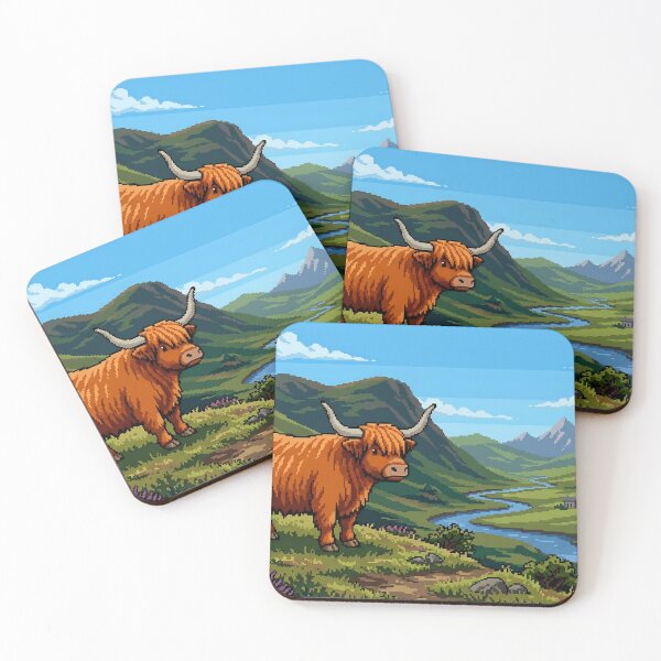 Item preview, Pixel Art Highland Cow designed and sold by 8-bit Ark.