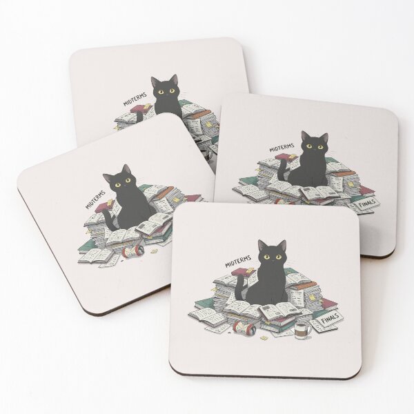 Item preview, Stressed Student Black Cat Studying for Exams Midterms Finals designed and sold by Cipher & Soul.