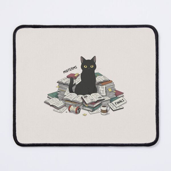 Item preview, Stressed Student Black Cat Studying for Exams Midterms Finals designed and sold by Cipher & Soul.