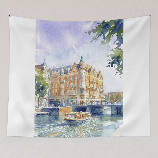 Item preview, Amsterdam Historic Canal Watercolor designed and sold by caracatita75.