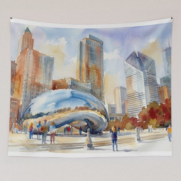 Item preview, Chicago Bean Watercolor designed and sold by caracatita75.