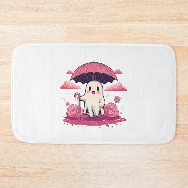Item preview, Pink Rainy Ghost - Cute Spooky Kawaii Ghost with Umbrella and Roses designed and sold by fotoNoz.
