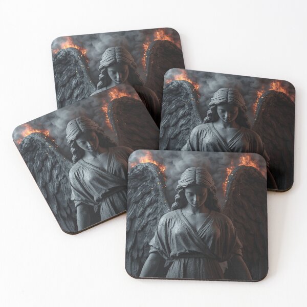 Item preview, Burning Angel - Fallen Angel Statue with Flaming Wings Art designed and sold by fotoNoz.