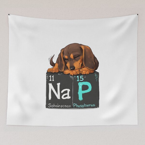 Item preview, Nap Chemistry Pun Dachshund – Periodic Table Science Humor designed and sold by owi-art.
