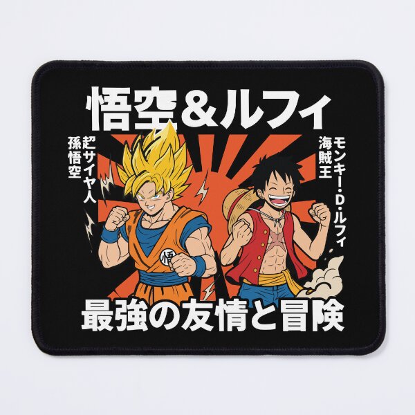 Item preview, Goku and Luffy Anime Crossover Rising Sun Japanese Art designed and sold by FrostedCanvas.