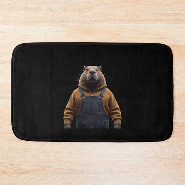 Item preview, Dressed Beaver - Funny Denim Overalls and Brown Hoodie Art designed and sold by fotoNoz.