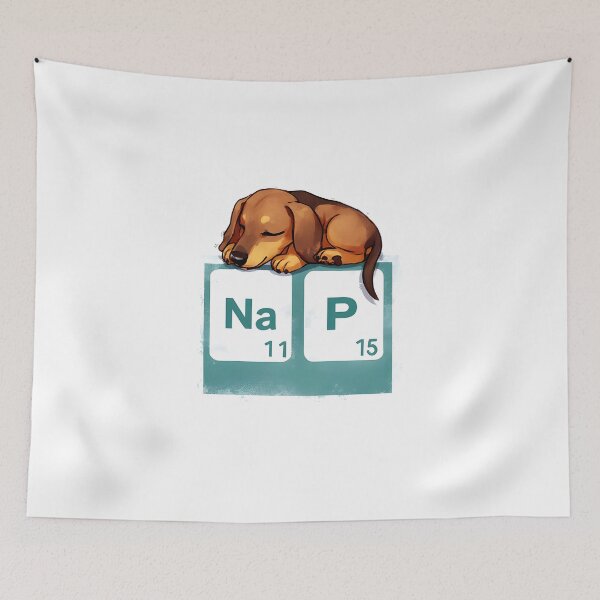 Item preview, Nap Chemistry Pun Dachshund – Periodic Table Science Humor designed and sold by owi-art.
