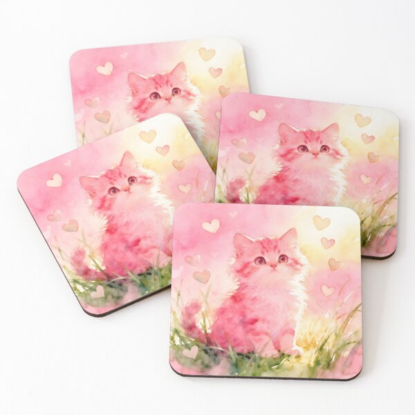 Item preview, Pink Kitten in a Meadow designed and sold by Shelley Loewnau-Jones Studio.
