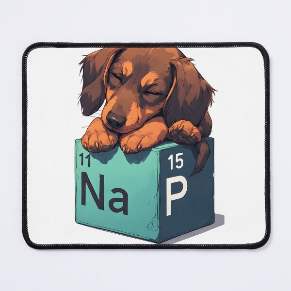 Item preview, Nap Chemistry Pun Dachshund – Periodic Table Science Humor designed and sold by owi-art.