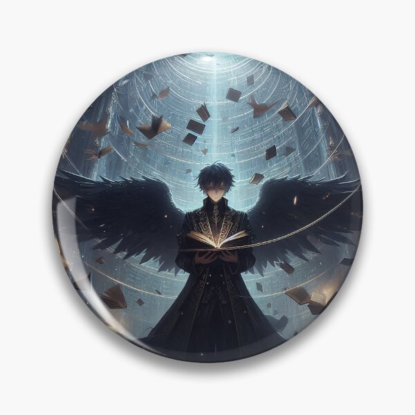 Item preview,  The Keeper of Forbidden Knowledge: Dark Anime Angel in a Magical Floating Library designed and sold by MouradStudio.