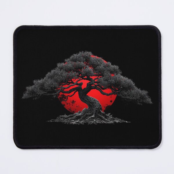 Item preview, Zen Bonsai Tree - Japanese Red Sun Minimalist Ink Art designed and sold by fotoNoz.