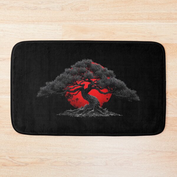 Item preview, Zen Bonsai Tree - Japanese Red Sun Minimalist Ink Art designed and sold by fotoNoz.