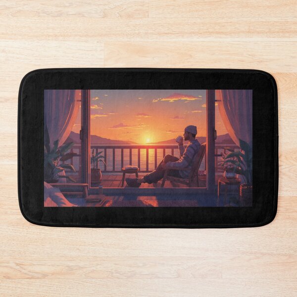 Item preview, Golden Hour Balcony Vibe - Cozy Lofi Guy with Coffee and Book designed and sold by fotoNoz.