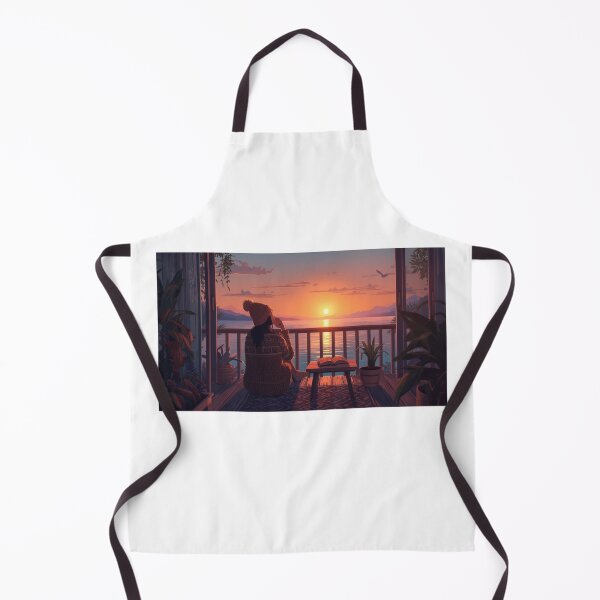 Item preview, Sunset Balcony Vibes - Cozy Lofi Aesthetic Girl with Coffee and Book designed and sold by fotoNoz.
