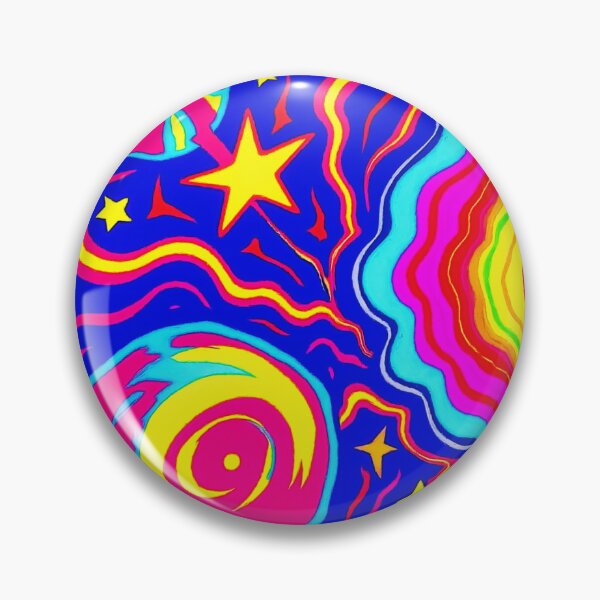 Item preview, Vibrant Psychedelic Abstract Art with Colorful Spirals and Stars on Blue Background designed and sold by Gabi.Media.