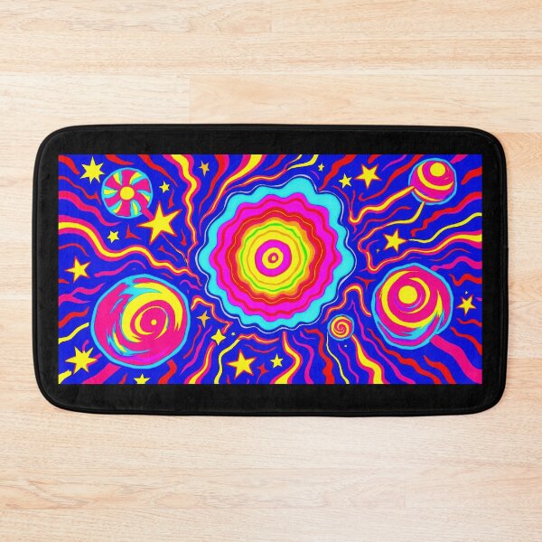 Item preview, Vibrant Psychedelic Abstract Art with Colorful Spirals and Stars on Blue Background designed and sold by Gabi.Media.