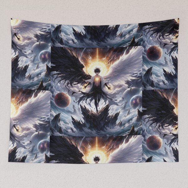Item preview, Cosmic Duality: The Celestial Half-Angel Half-Demon Anime God of the Abyss designed and sold by MouradStudio.