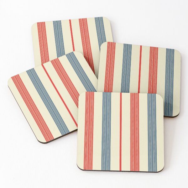 Item preview, Textured Retro Vertical Stripes – Red, Blue and Cream Woven Pattern Design designed and sold by WildHugeDot.