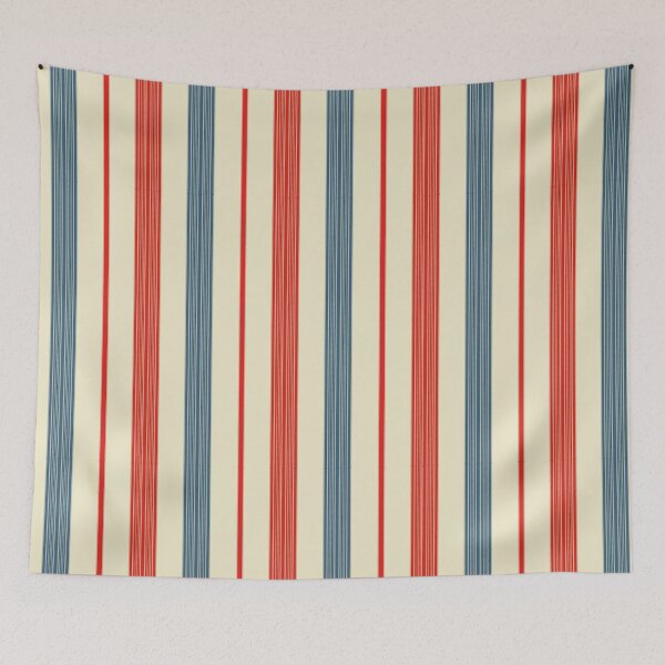 Item preview, Textured Retro Vertical Stripes – Red, Blue and Cream Woven Pattern Design designed and sold by WildHugeDot.