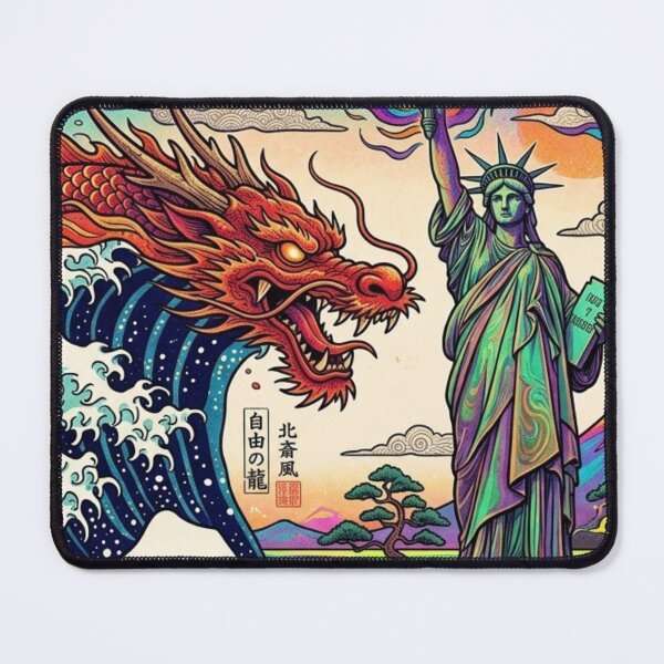 Item preview, Liberty Wave Dragon - Japanese Ukiyo-e Style Statue of Liberty & Great Wave designed and sold by fotoNoz.