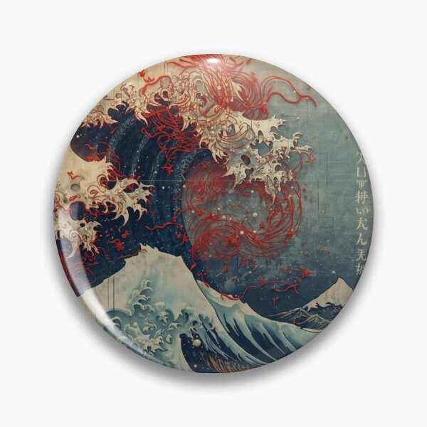 Item preview, The Great Wave of Red Threads - Modern Japanese Wall Art - Hokusai Style designed and sold by fotoNoz.
