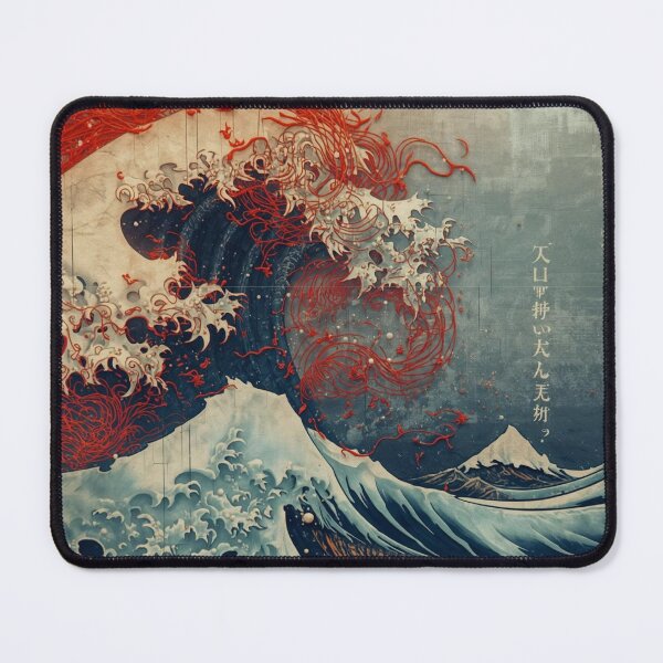 Item preview, The Great Wave of Red Threads - Modern Japanese Wall Art - Hokusai Style designed and sold by fotoNoz.