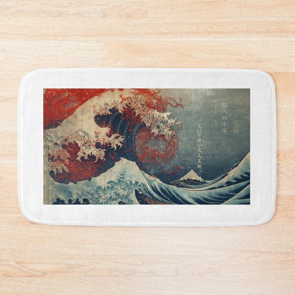 Artikelvorschau, Die große Welle roter Fäden – Moderne japanische Wandkunst – Hokusai-Stil entworfen und verkauft von fotoNoz.
