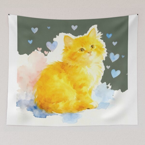 Item preview, Yellow Valentine Kitten designed and sold by Shelley Loewnau-Jones Studio.
