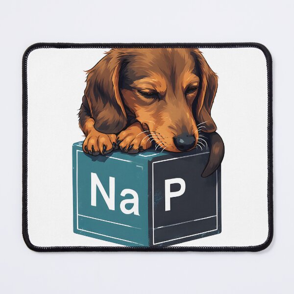 Item preview, Nap Chemistry Pun Dachshund – Periodic Table Science Humor designed and sold by owi-art.