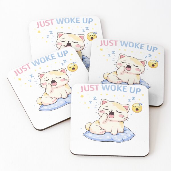 Item preview, Just Woke Up Cat ? Cute Sleepy Kawaii Cat Funny Morning Mood designed and sold by Kawaii Cosmos Cats.