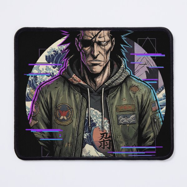 Item preview, Spiky Black Hair Eyepatch Warrior Fan Art – Ragged Haori Berserker Design designed and sold by Senpaiwaves.