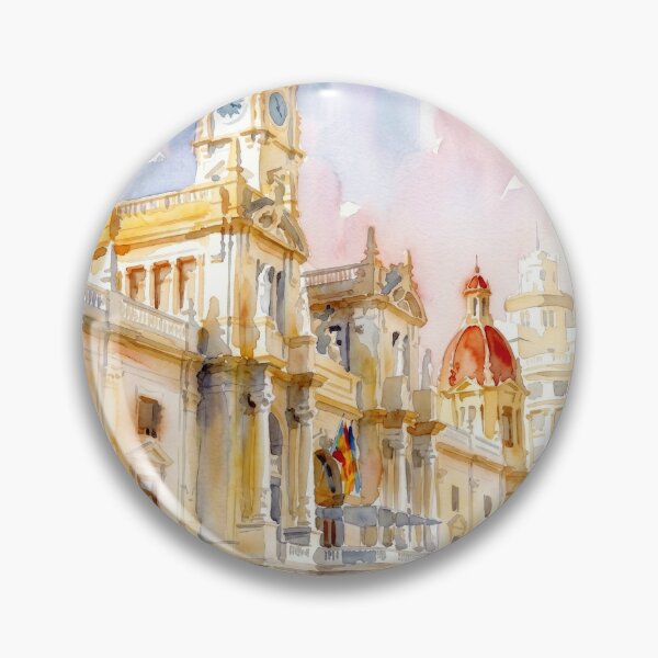 Item preview, Valencia City Hall Watercolor Spain designed and sold by caracatita75.
