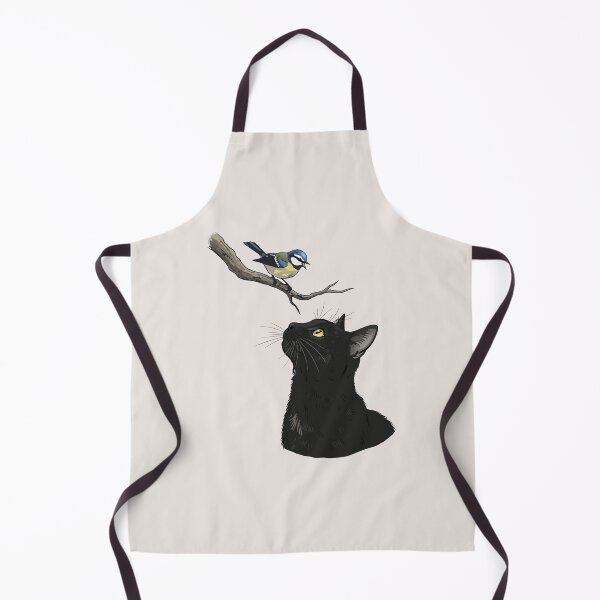 Item preview, Curious Black Cat Bird Watching Eurasian Blue Tit Nature Art designed and sold by Cipher & Soul.