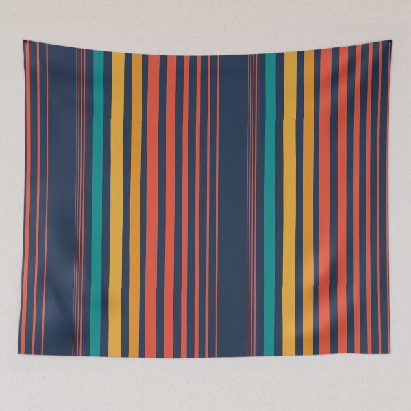 Item preview, Colorful Retro Vertical Stripes – Navy, Teal, Mustard and Coral Modern Pattern designed and sold by WildHugeDot.