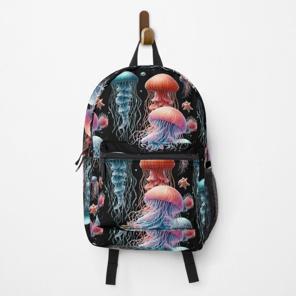Item preview, Fantasy jellyfish in pastel turquoise and orange drifting through ocean waters. designed and sold by Szpaku desart .