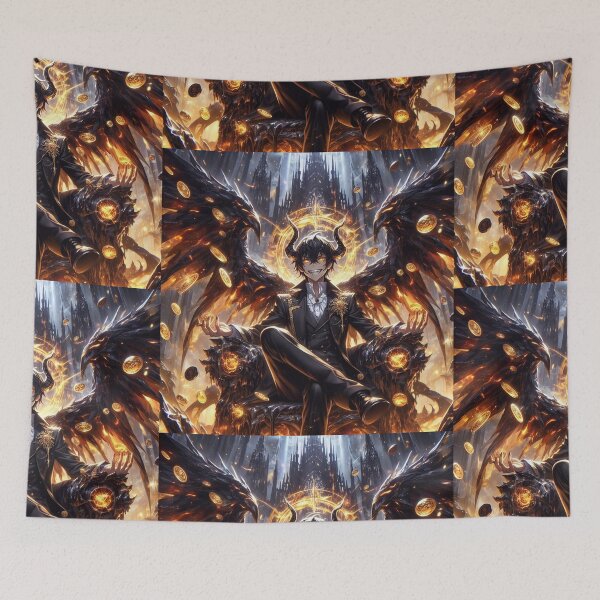 Item preview,  Lord of the Golden Abyss: Demonic Anime King on a Throne of Greed and Dark Wealth designed and sold by MouradStudio.