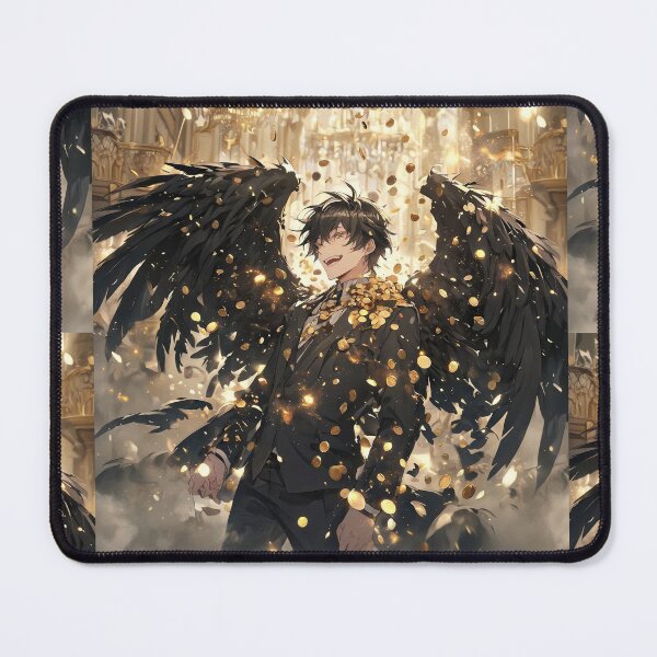 Item preview, Golden Greed: The Smiling Fallen Angel Anime Boss Bathed in a Shower of Wealth designed and sold by MouradStudio.