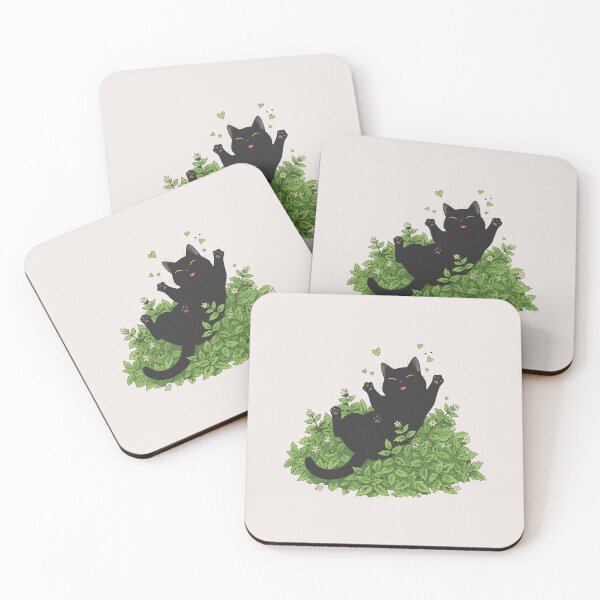 Item preview, Funny Black Cat High on Catnip Plant Kawaii Art designed and sold by Cipher & Soul.